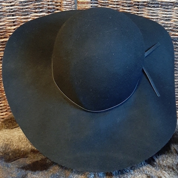 NWT Bohemian Wool Hat Wide Brim Adjustable Boho Western Cowboy Prairie Black - Picture 3 of 8